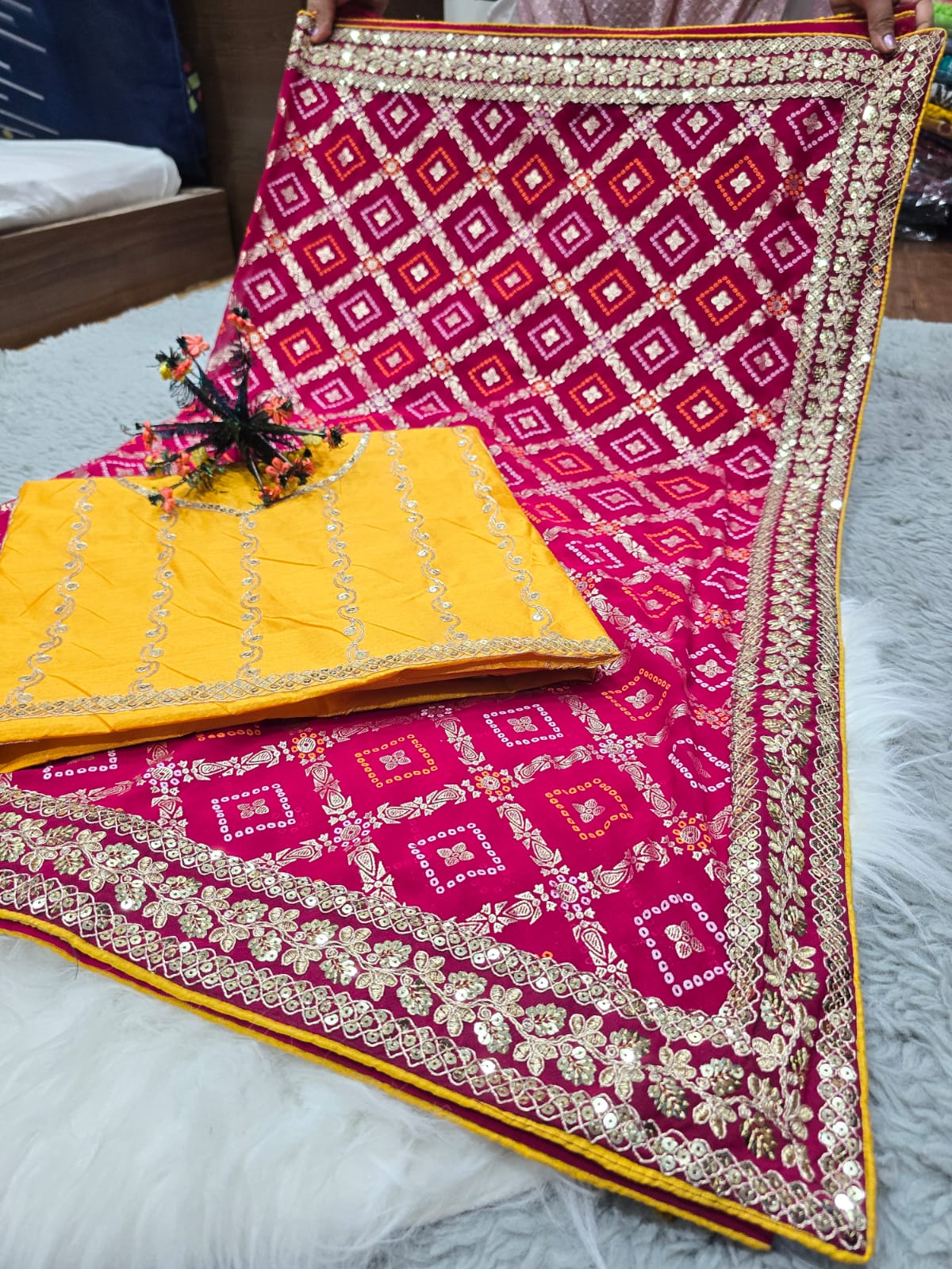 Jk Fashion Georgette Bandhani Printed Wedding Sarees Suppliers in India
